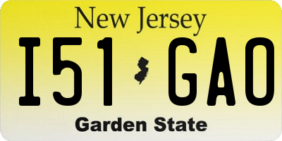 NJ license plate I51GAO