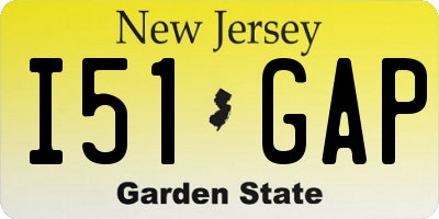 NJ license plate I51GAP
