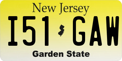 NJ license plate I51GAW