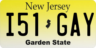 NJ license plate I51GAY