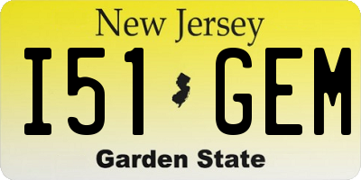 NJ license plate I51GEM