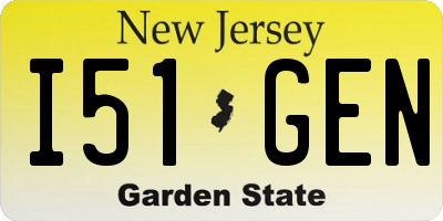 NJ license plate I51GEN