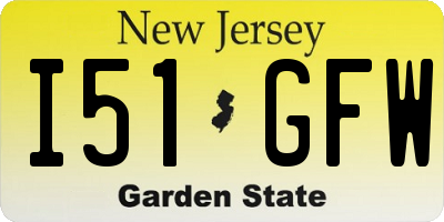 NJ license plate I51GFW