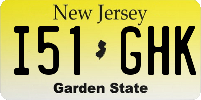 NJ license plate I51GHK