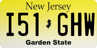 NJ license plate I51GHW