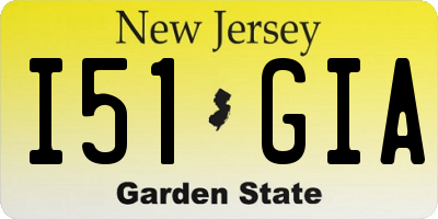 NJ license plate I51GIA