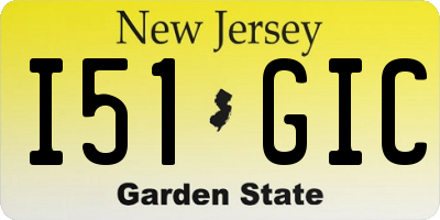 NJ license plate I51GIC