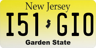 NJ license plate I51GIO
