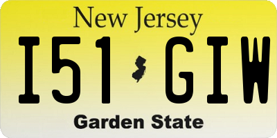 NJ license plate I51GIW
