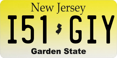 NJ license plate I51GIY