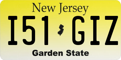 NJ license plate I51GIZ