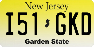 NJ license plate I51GKD