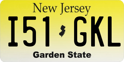 NJ license plate I51GKL