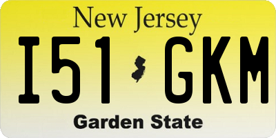 NJ license plate I51GKM
