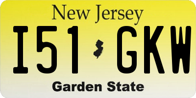 NJ license plate I51GKW