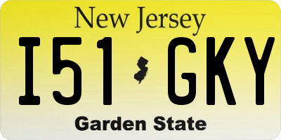 NJ license plate I51GKY