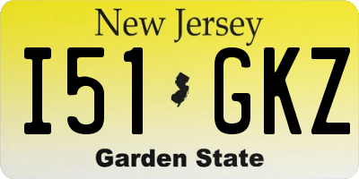NJ license plate I51GKZ