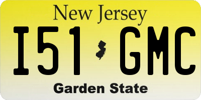 NJ license plate I51GMC