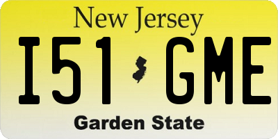 NJ license plate I51GME
