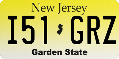 NJ license plate I51GRZ