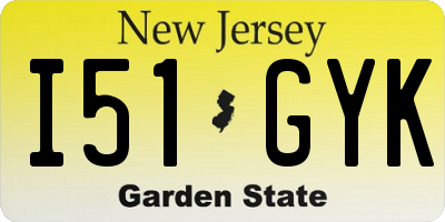 NJ license plate I51GYK