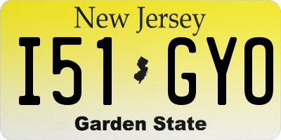 NJ license plate I51GYO