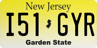 NJ license plate I51GYR
