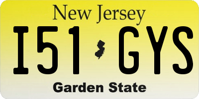 NJ license plate I51GYS
