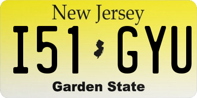NJ license plate I51GYU