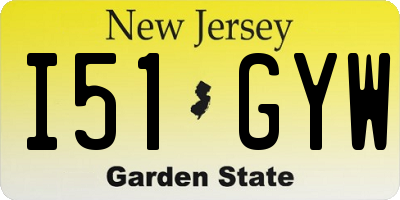 NJ license plate I51GYW