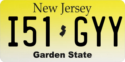 NJ license plate I51GYY
