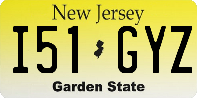 NJ license plate I51GYZ