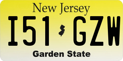 NJ license plate I51GZW