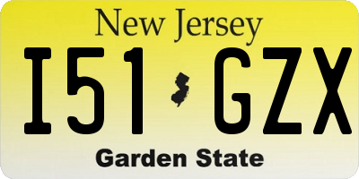 NJ license plate I51GZX