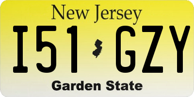 NJ license plate I51GZY