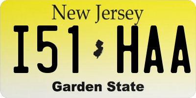 NJ license plate I51HAA