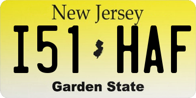 NJ license plate I51HAF