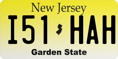 NJ license plate I51HAH