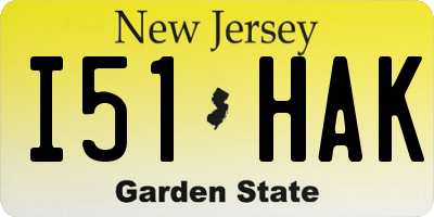 NJ license plate I51HAK