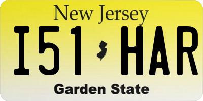 NJ license plate I51HAR