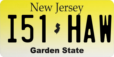 NJ license plate I51HAW
