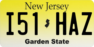 NJ license plate I51HAZ
