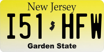 NJ license plate I51HFW