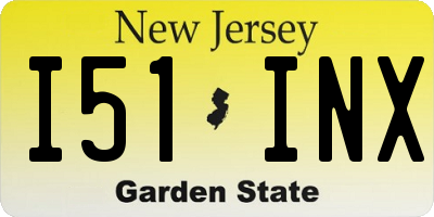 NJ license plate I51INX