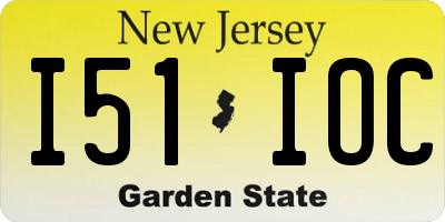 NJ license plate I51IOC