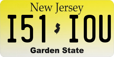 NJ license plate I51IOU