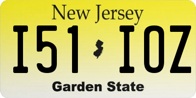 NJ license plate I51IOZ