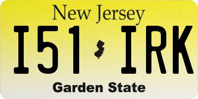 NJ license plate I51IRK