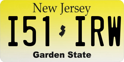 NJ license plate I51IRW