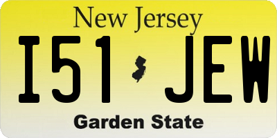 NJ license plate I51JEW